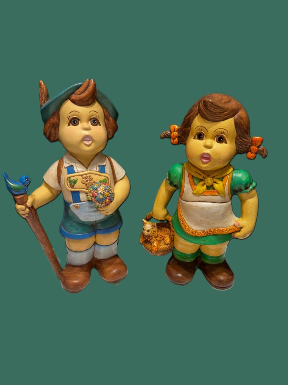 Hansel and Gretel Jumbo Figurine Set, Traditional German Trachten, Vintage